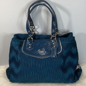 Coach Ashley Gathered Sateen Satchel in SV/Ocean Blue